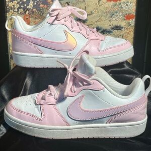 Nike Court Borough Low Recraft Pink & White Sz 5Y Sneakers